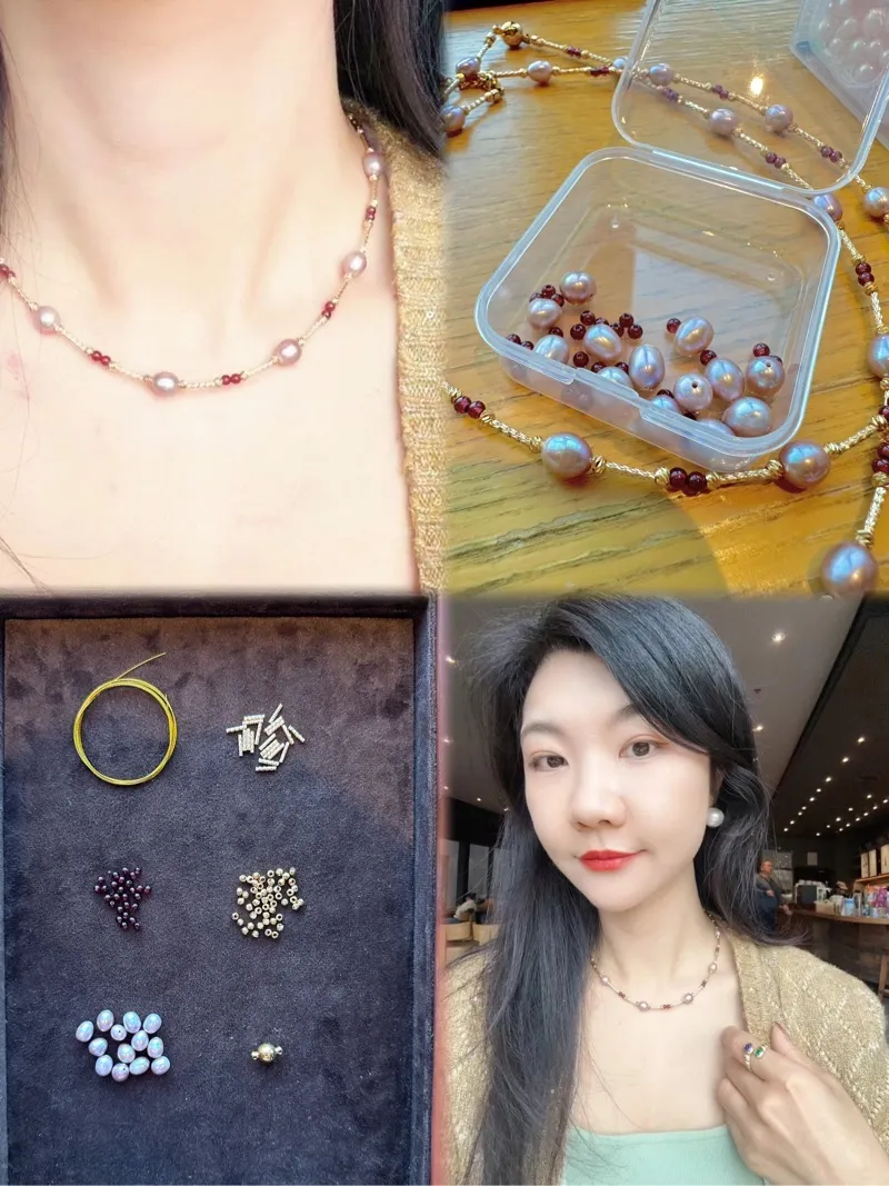 【桃花美人项链材料包】初学者练手必入随意串串都很美 · 手链材料包